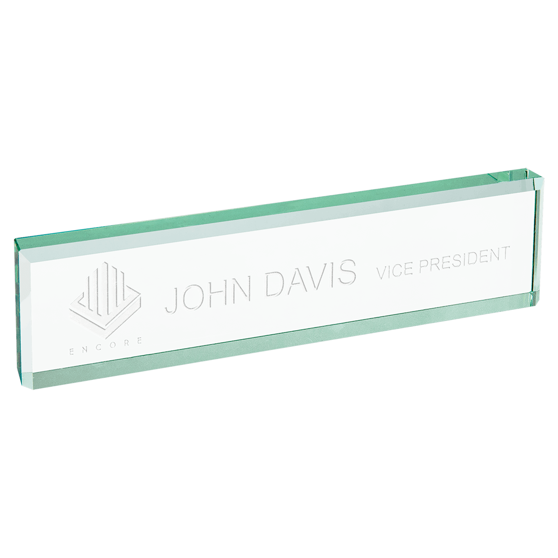 Jade Glass Desk Name Wedge